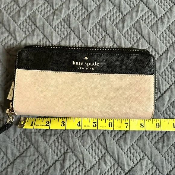 Kate Spade Colorblock Large Continental Wallet Back Beige New - Picture 6 of 8